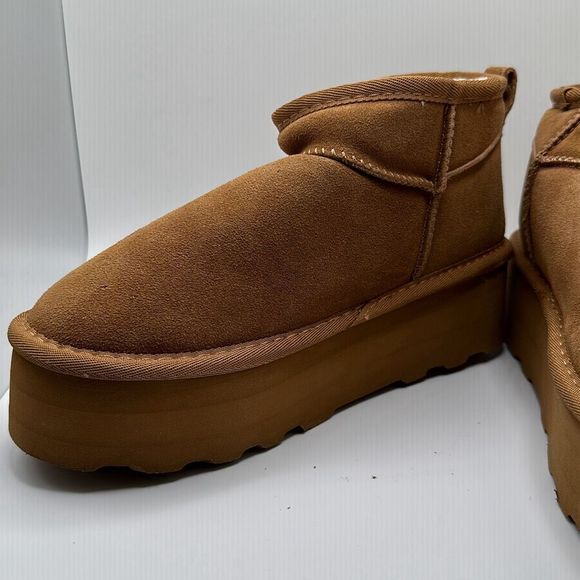 CUSHIONAIRE Women's Genuine Suede pull on platform boot +Memory Foam 6 CHESTNUT - Picture 7 of 7